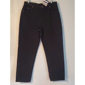 Lands End Jeans Womens 14 Black Classic Natural Fit Straight‎ Leg Brass Rivets